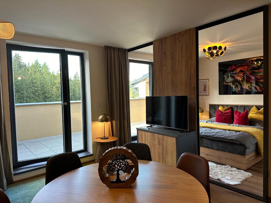 TV a/nebo společenská místnost v ubytování Angel Wings Mountain Apartment Černý Důl