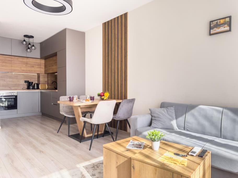 Kuchyň nebo kuchyňský kout v ubytování Modern 1BR Apartment with free Parking and free Gym Pass
