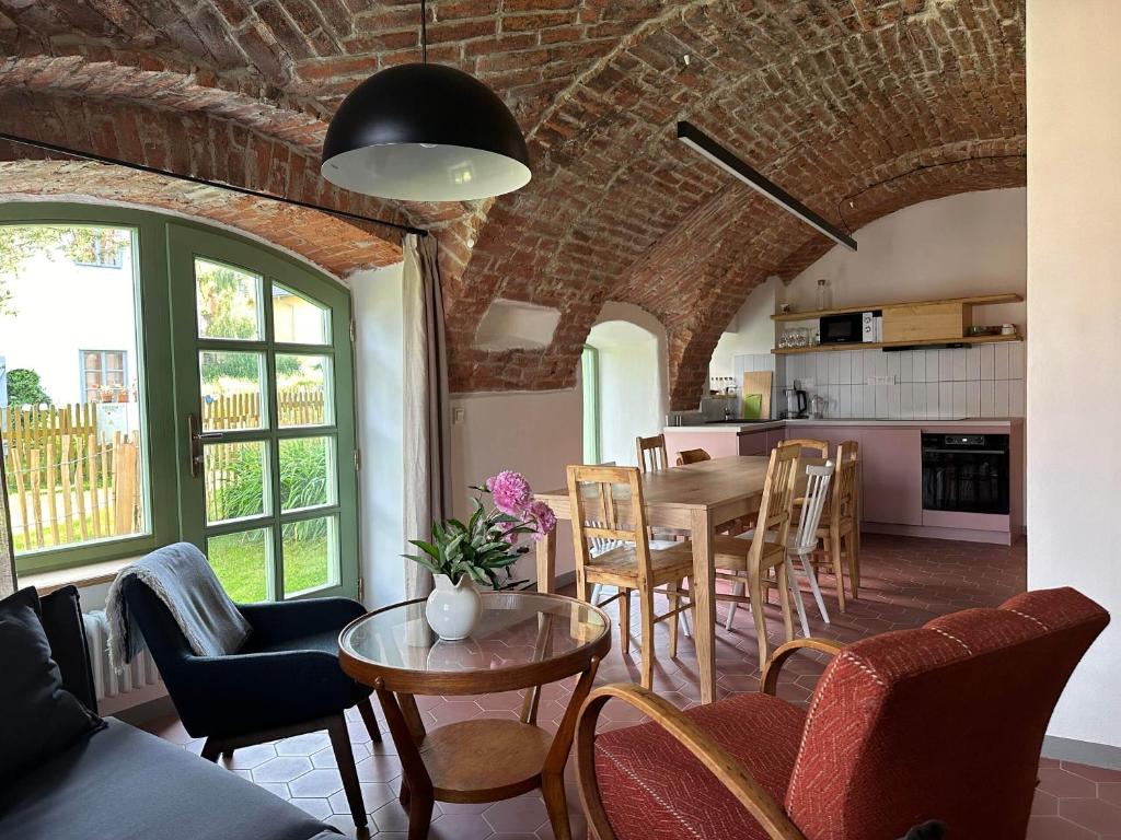Kuchyň nebo kuchyňský kout v ubytování Apartmány Hodňov 17