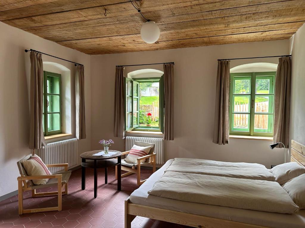 Postel nebo postele na pokoji v ubytování Apartmány Hodňov 17