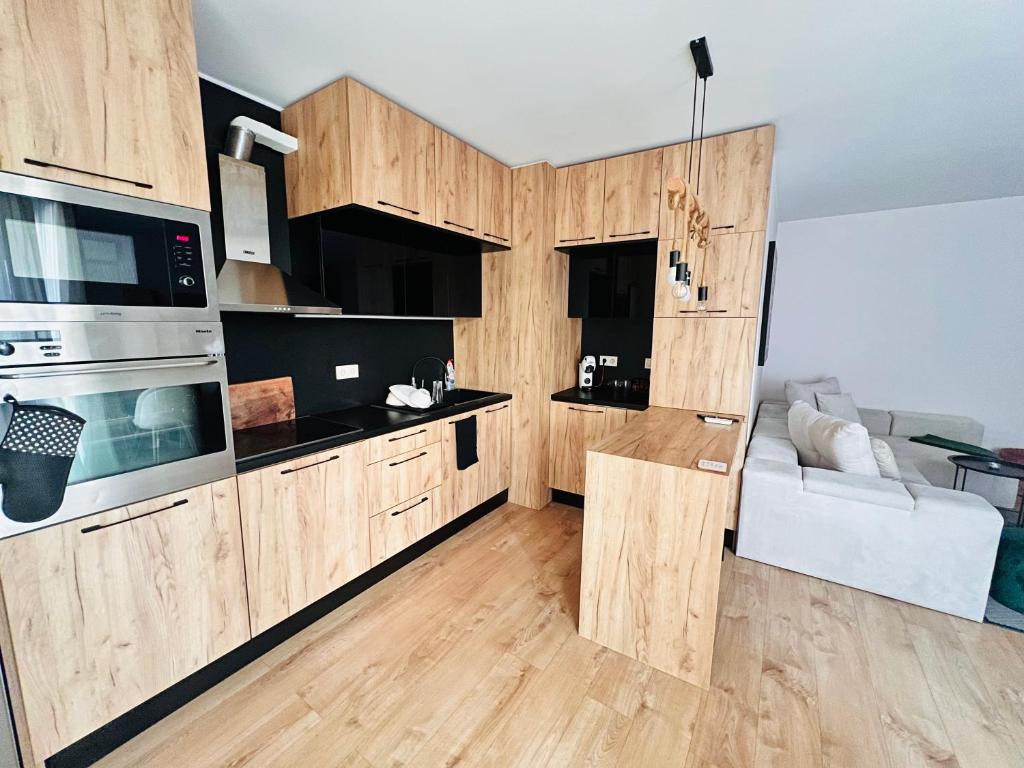 Kuchyň nebo kuchyňský kout v ubytování Raya apartment