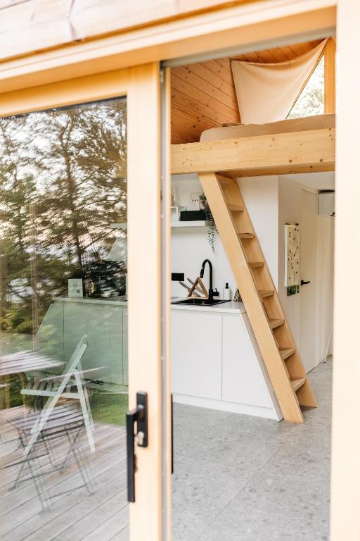 Kuchyň nebo kuchyňský kout v ubytování A-frame Forest Nest