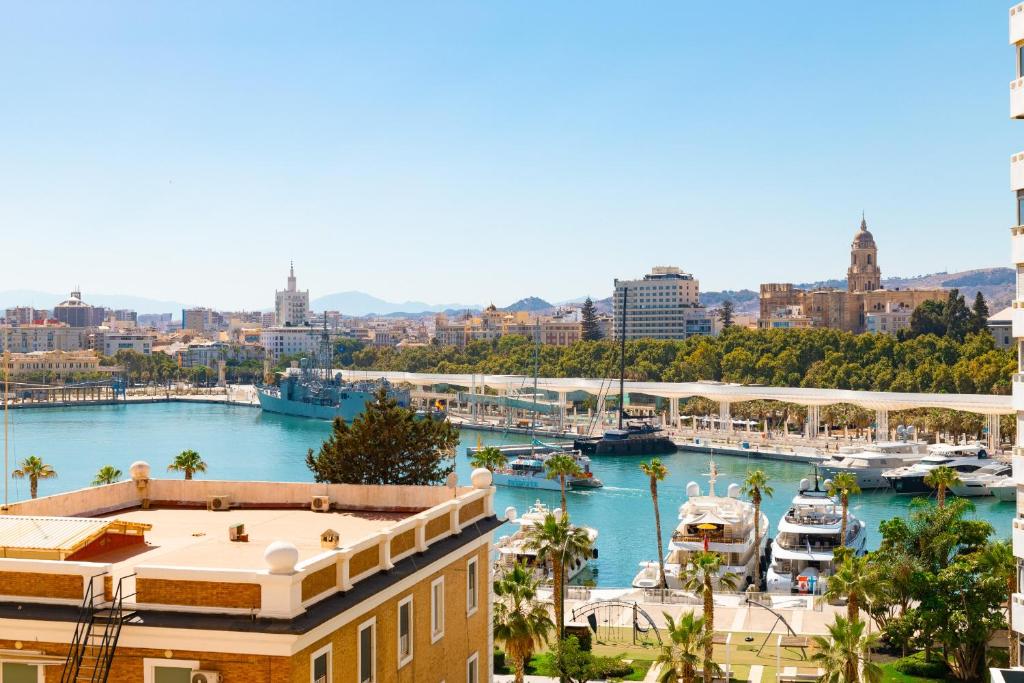 a view of a harbor with boats in the water at C36 Elegant 2 bdr apt Amazing Views in Málaga