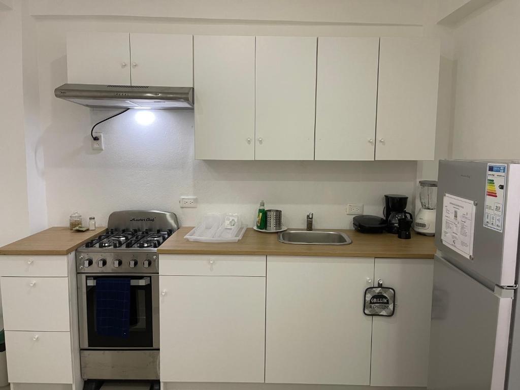 Kuchyň nebo kuchyňský kout v ubytování Plataview Apartahotel 3B