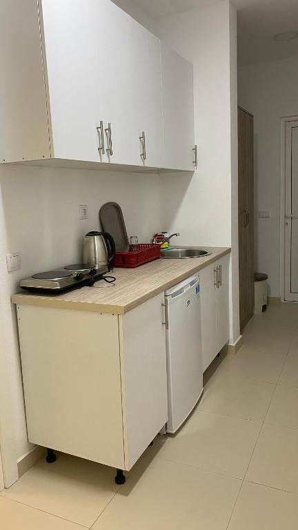 Kuchyň nebo kuchyňský kout v ubytování Apartments Drini