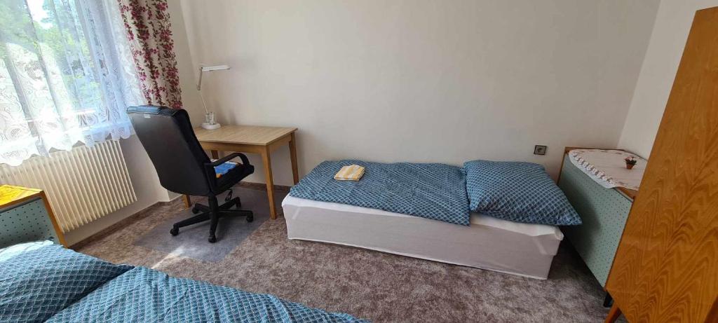 Postel nebo postele na pokoji v ubytování Apartmány Zelená Hora s velkou zahradou