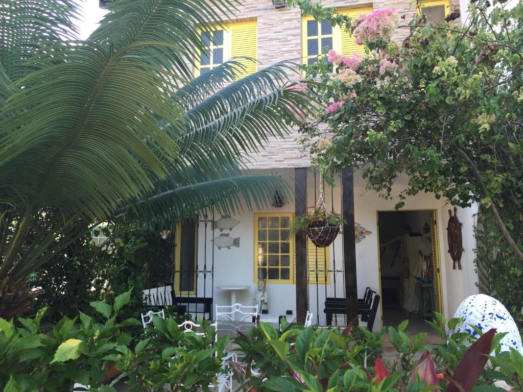 a house with a palm tree in front of it at Casa Praia dos Carneiros in Tamandaré