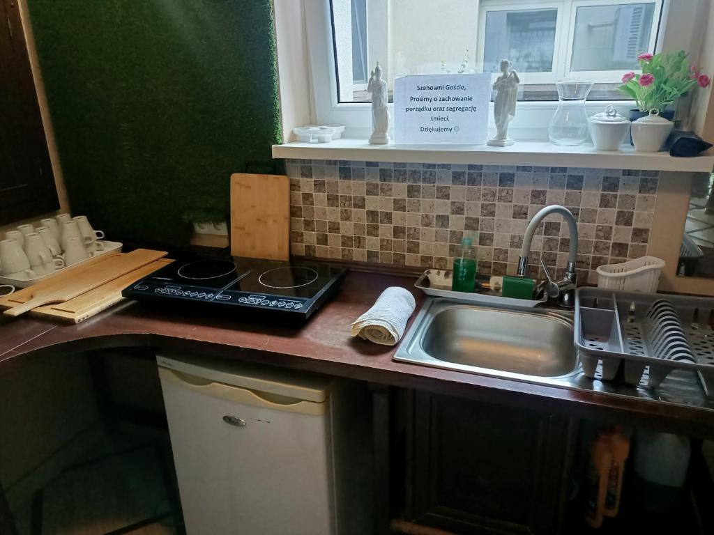 卡尔帕奇蒙纳里旅馆的带水槽和台面的厨房