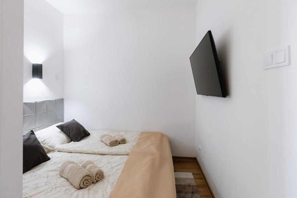 TV a/nebo společenská místnost v ubytování Vimini Apartman