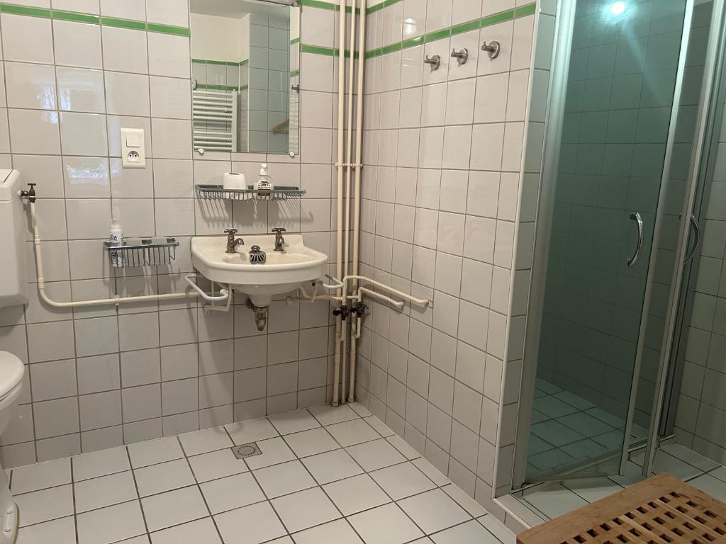 Koupelna v ubytování Notre-Dame d'Escouloubre Sources d'eaux chaudes privées et sauna
