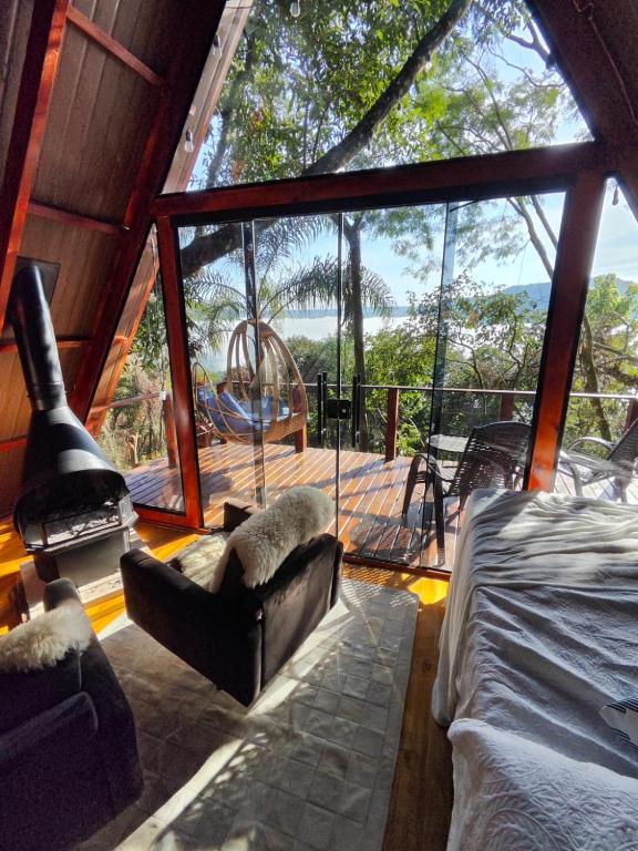 Posezení v ubytování Mirante Cabanas da Serra