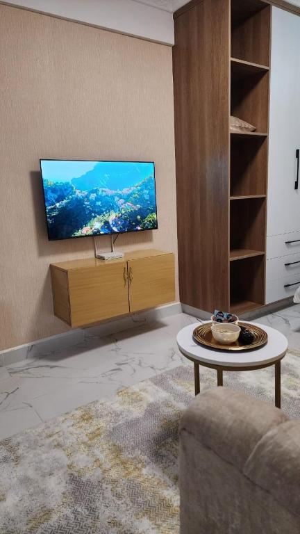 TV a/nebo společenská místnost v ubytování Cozy Studio in Kilimani near Yaya Center