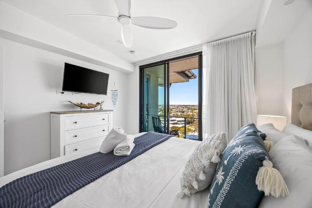 Postel nebo postele na pokoji v ubytování Nova Mooloolaba Beach Apartments