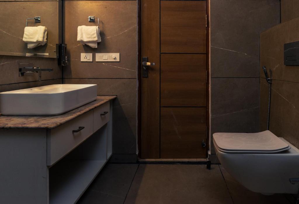 Koupelna v ubytování Sandane Homes