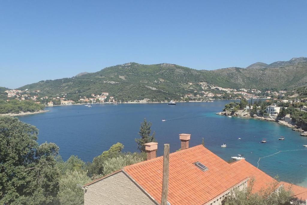 a view of a large body of water with houses at Villa AMICA in Zaton