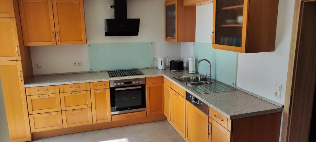 Kuchyň nebo kuchyňský kout v ubytování Ferienwohnung Berghaus