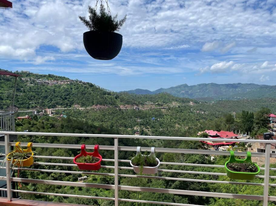 a plant in a pot sitting on a fence at Tranquil Trails in Barog