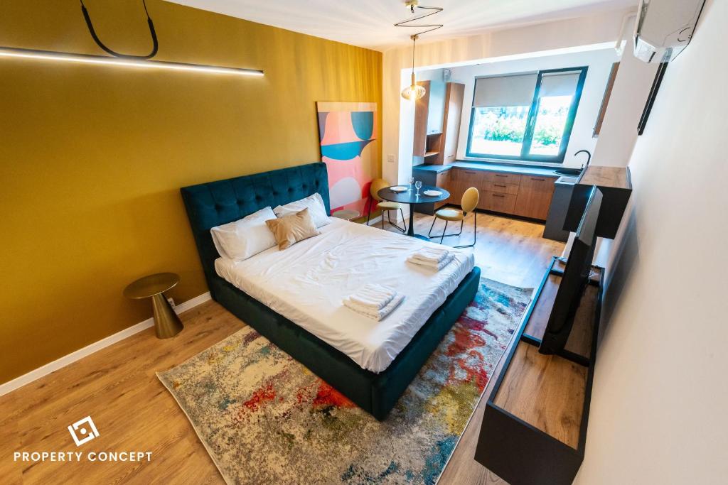 Postel nebo postele na pokoji v ubytování Brand New Apartments in Ivory Residence Pipera