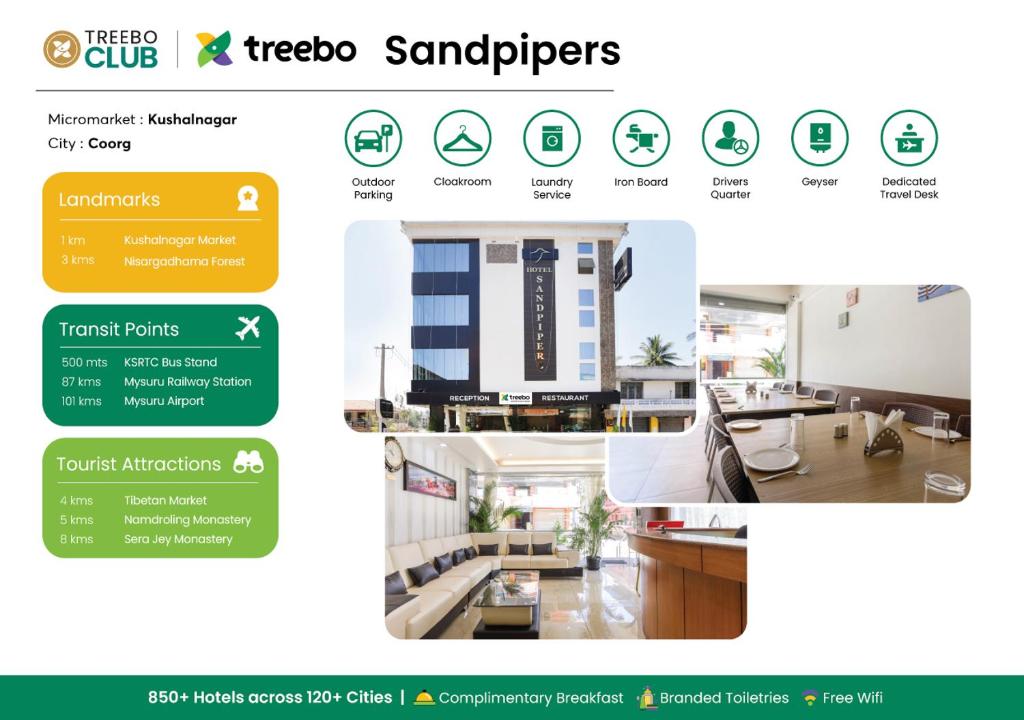 Certifikát, hodnocení, plakát nebo jiný dokument vystavený v ubytování Treebo Sandpipers Kushalnagar