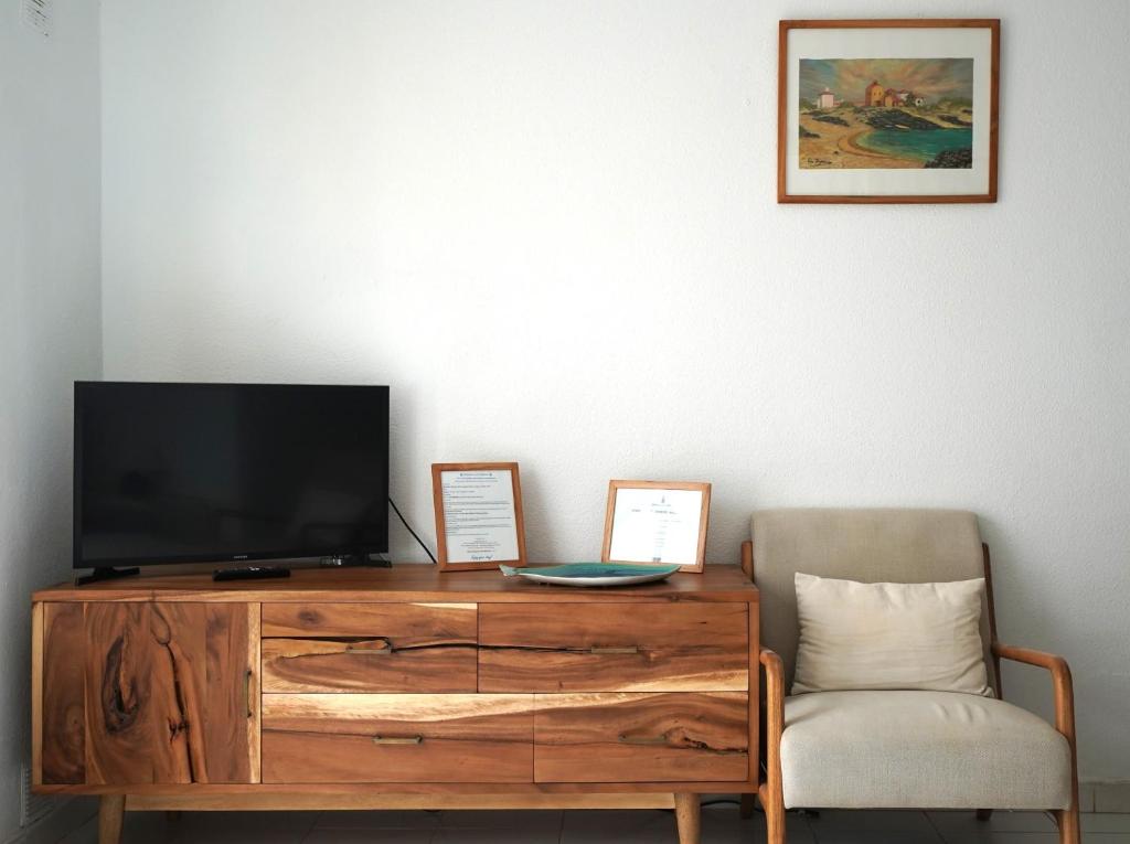 TV a/nebo společenská místnost v ubytování El Caleton Garden Apartment