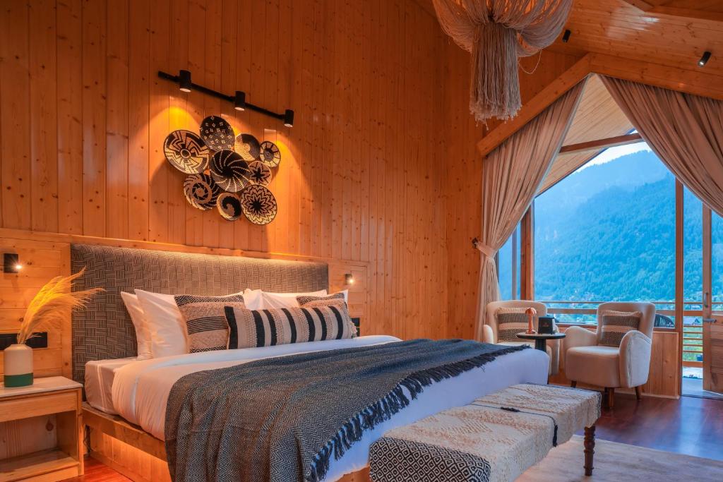 Postel nebo postele na pokoji v ubytování Olgah Manali