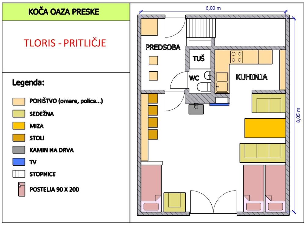 Planimetria di Cottage Koča Oaza Preske