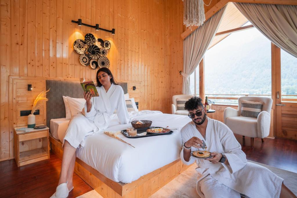 Postel nebo postele na pokoji v ubytování Olgah Manali