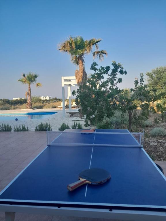a ping pong table in front of a swimming pool at Villa Melody Novalja in Novalja