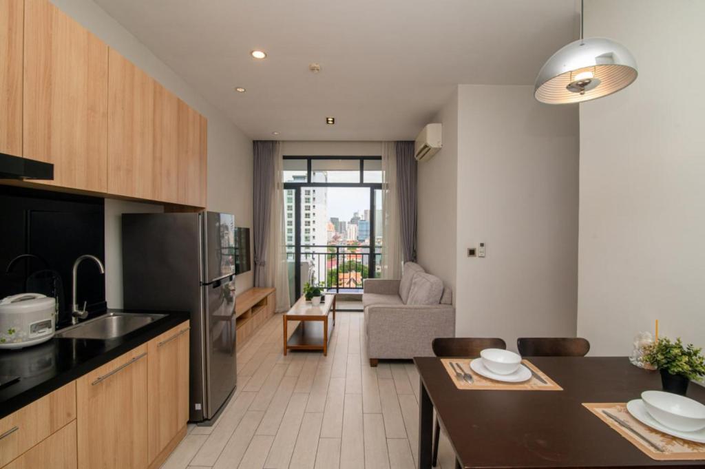 Kuchyň nebo kuchyňský kout v ubytování The View Serviced Residence 豪景日式酒店公寓