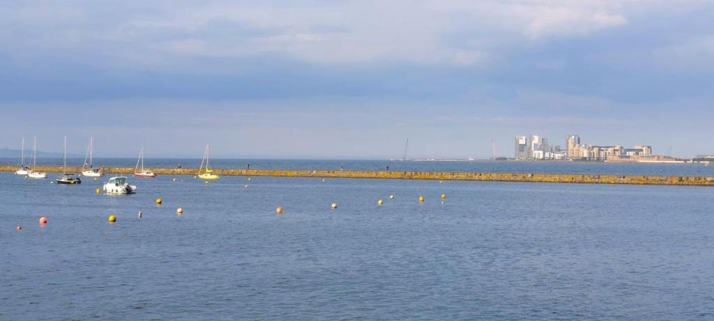a large body of water with boats in it at Lovely Sea Rooms, Easy Access to Centre & Airport in Edinburgh