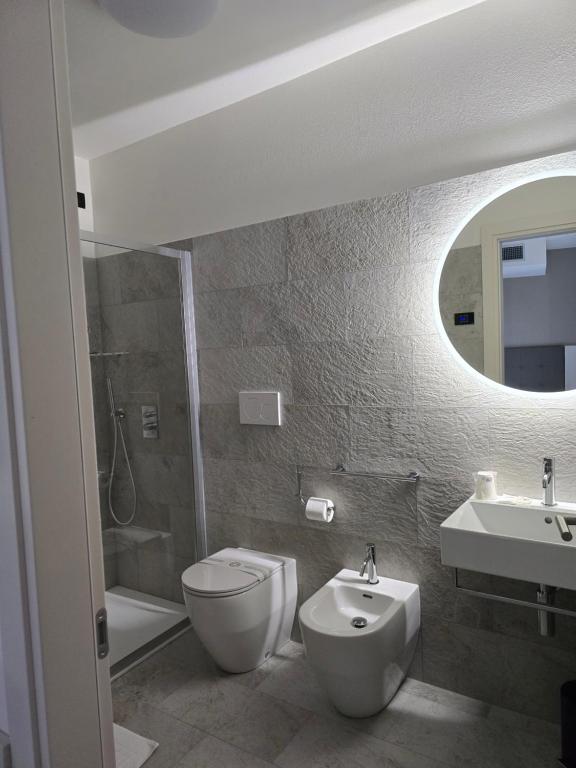Koupelna v ubytování Albergo Al Gambero