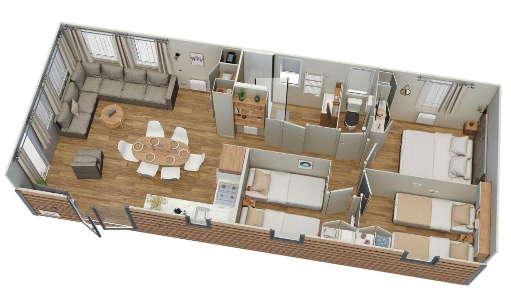 a rendering of a floor plan of a house at Soleil Levant - Camping Belle-Vue in Berdorf