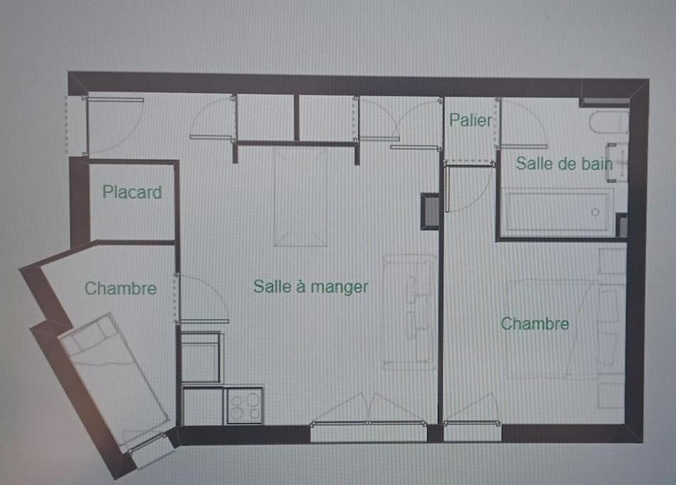 Půdorys ubytování Spacieux appartement T2 & cabine
