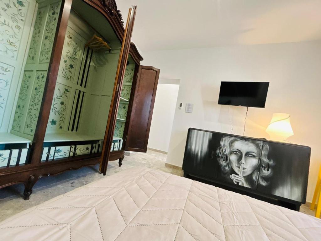 TV a/nebo společenská místnost v ubytování Casa flamingo