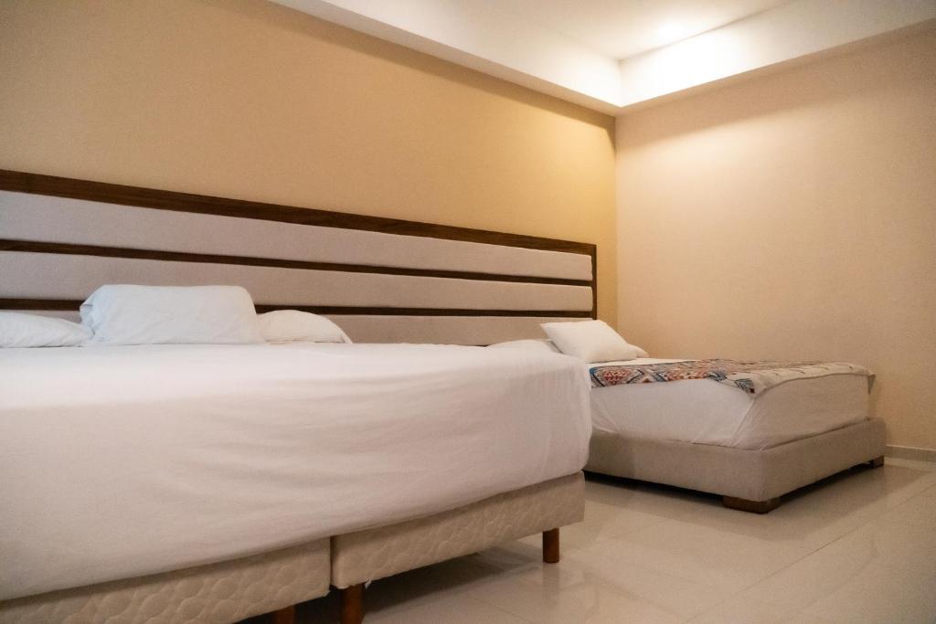 En eller flere senge i et værelse på Infinity Suites Habitación Doble 207