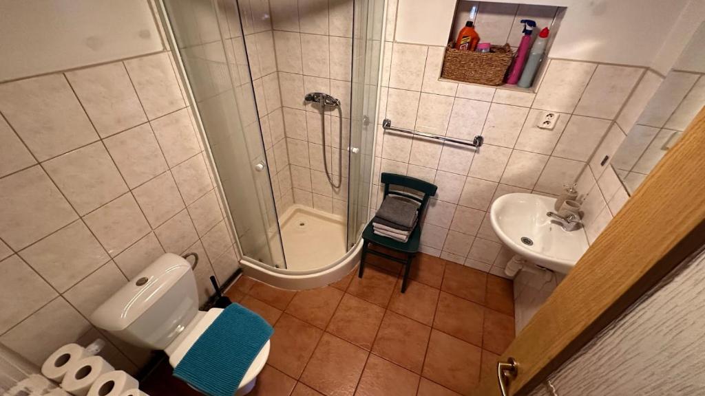 Koupelna v ubytování Chata pod hradem