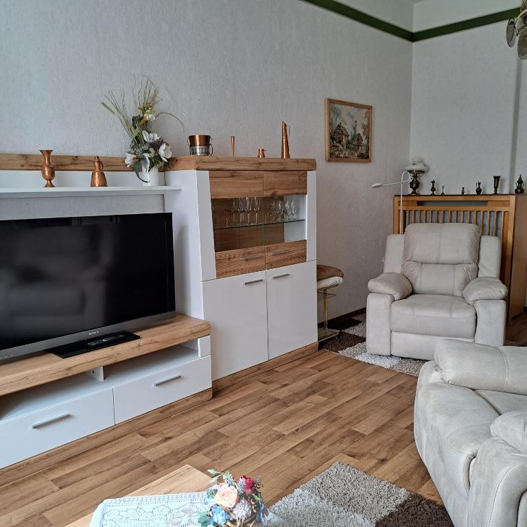 TV a/nebo společenská místnost v ubytování Ferienwohnung Hahn