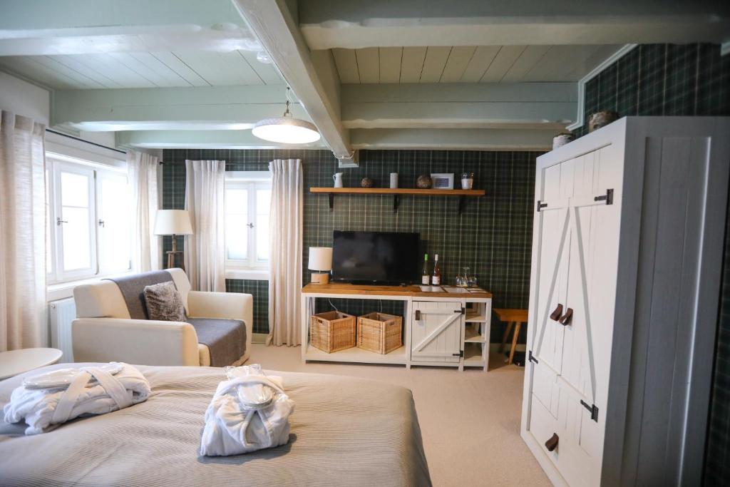 TV a/nebo společenská místnost v ubytování Hotel Bouda Helena