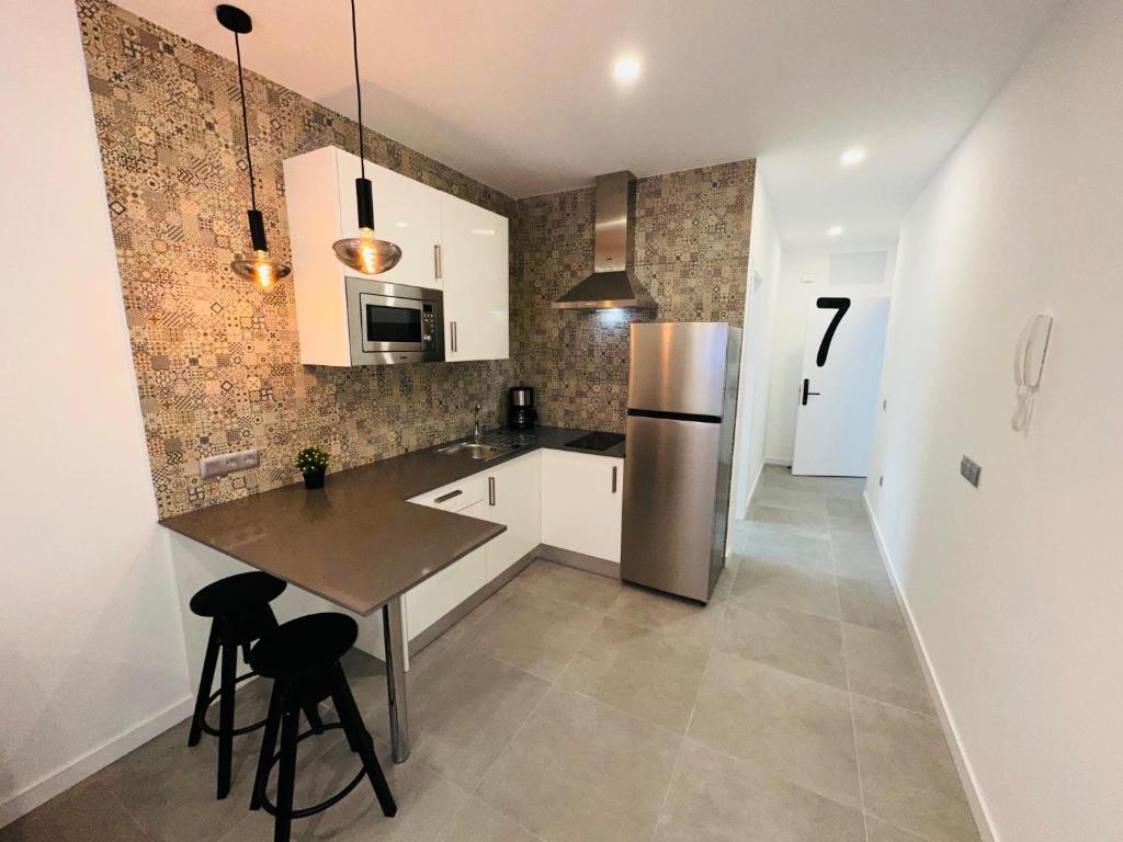 Dapur atau dapur kecil di Zulia Suites, Masca, Teide Los Gigantes, excursions, AC, Wifi7