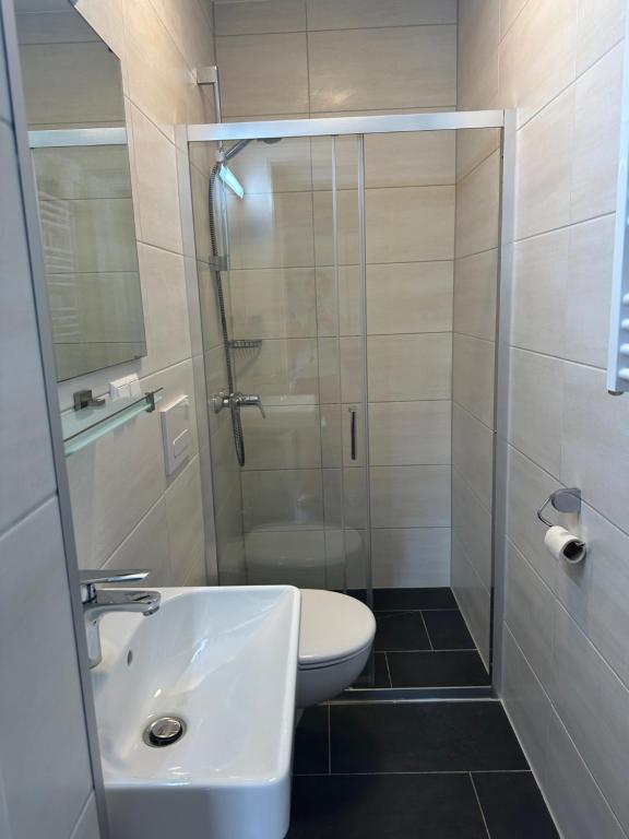 Koupelna v ubytování Hotel Pirol