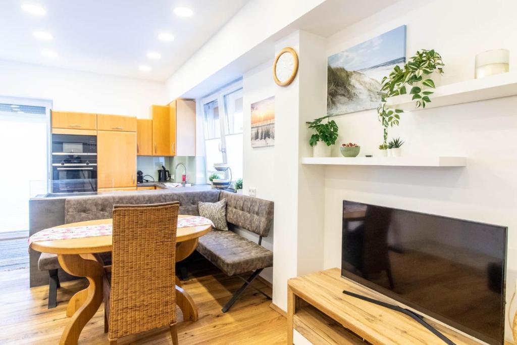 Kuchyň nebo kuchyňský kout v ubytování Ferienwohnung Ternberg