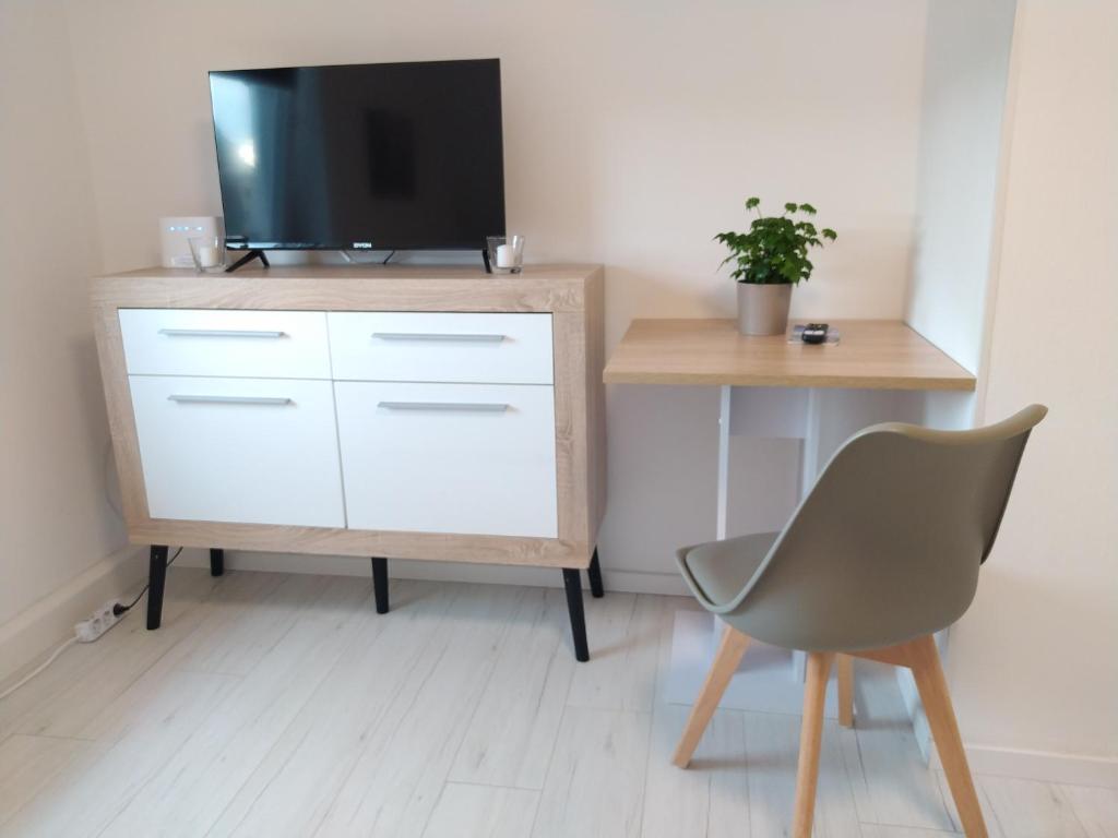 TV a/nebo společenská místnost v ubytování Ruhe am Walde