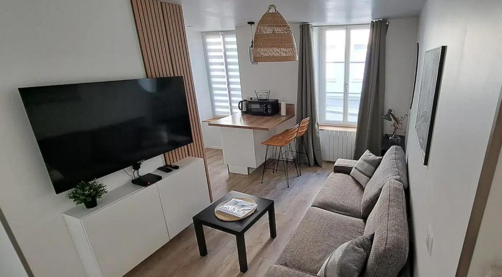 TV a/nebo společenská místnost v ubytování La Terrasse, Hyper centre au calme avec stationnement