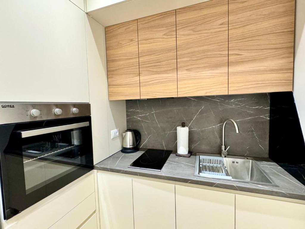 Kuchyň nebo kuchyňský kout v ubytování E&R Apartments at Myslym Shyri