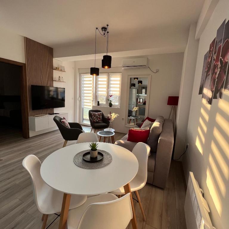 TV a/nebo společenská místnost v ubytování R Lux Apartman Jagodina Akva Park