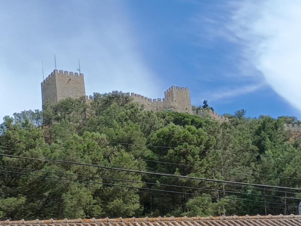 a castle on top of a hill with trees at Casa do Marinheiro in Sesimbra