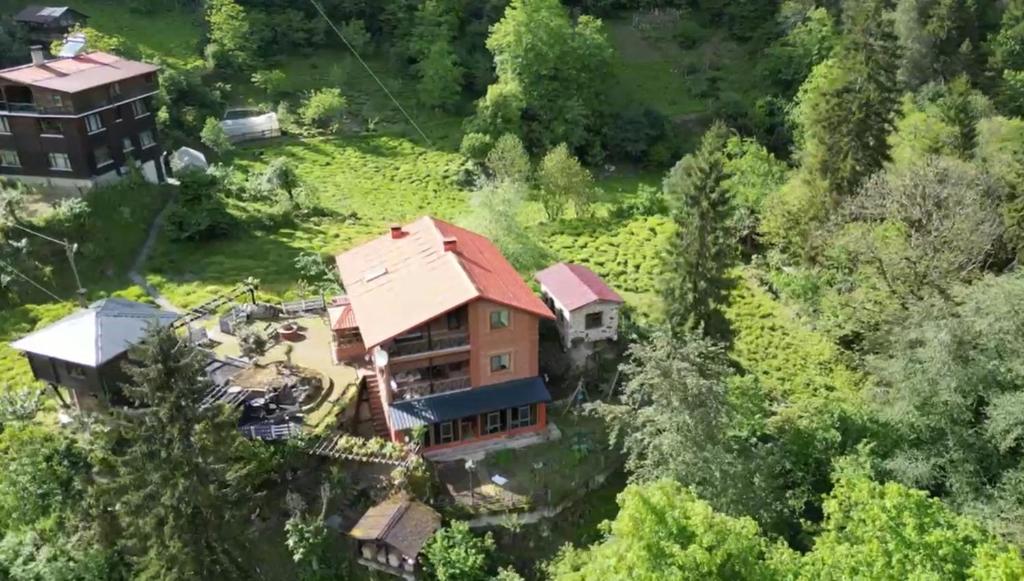 una vista aérea de una casa en el bosque en Villa Dorchinn, en Rize
