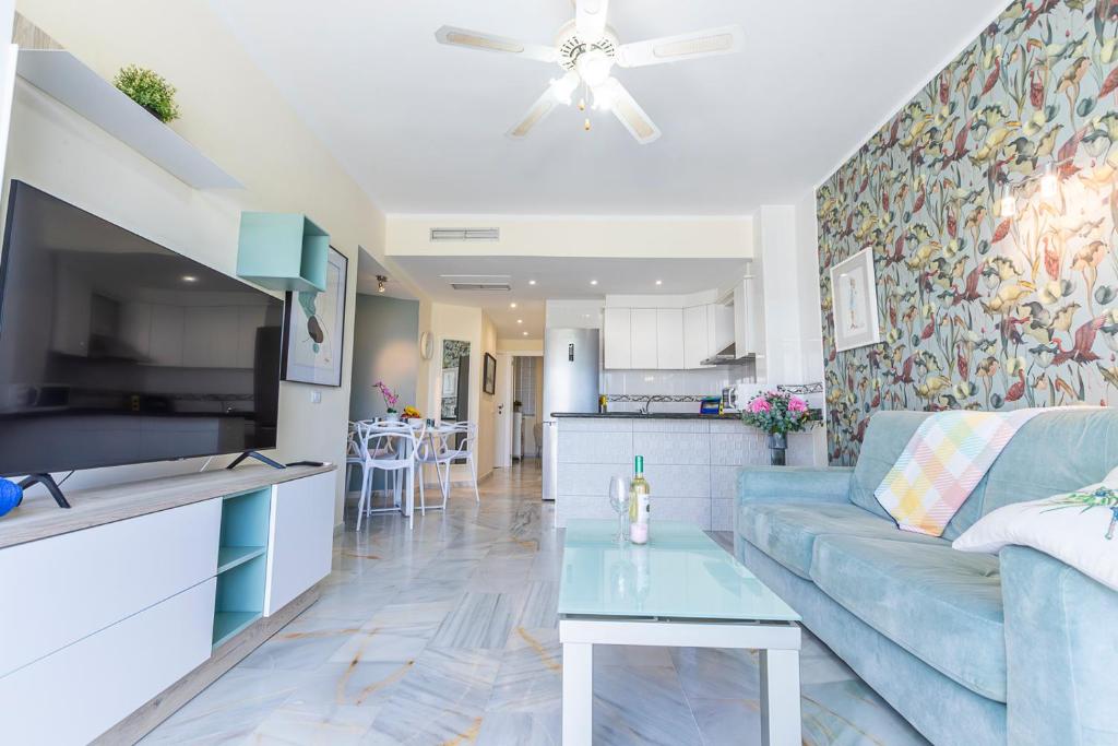 A television and/or entertainment centre at Apartment in beachfront complex in El Duque area, Costa Adeje