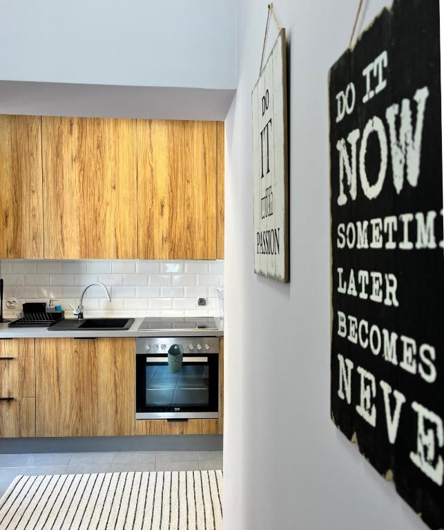 Kuchyň nebo kuchyňský kout v ubytování Apartament Sudeckie Boho