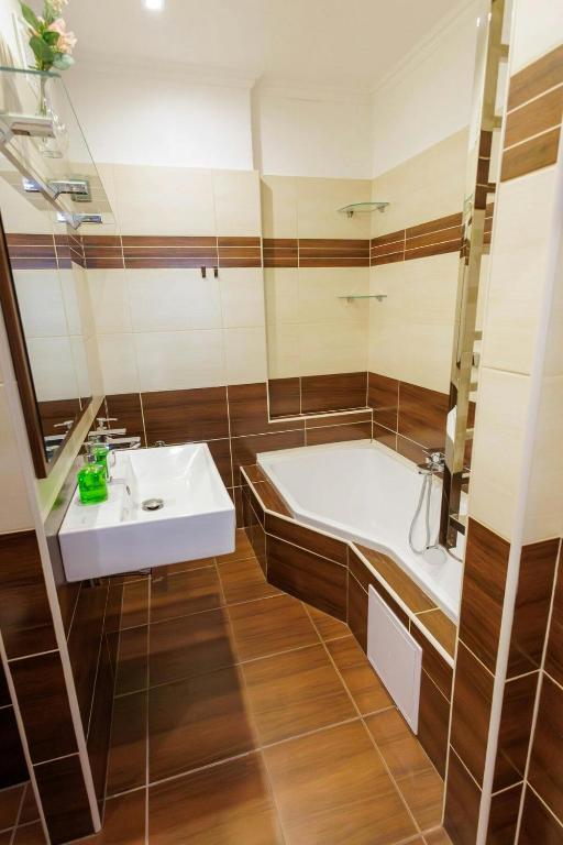 Koupelna v ubytování Útulný apartmán v centre mesta